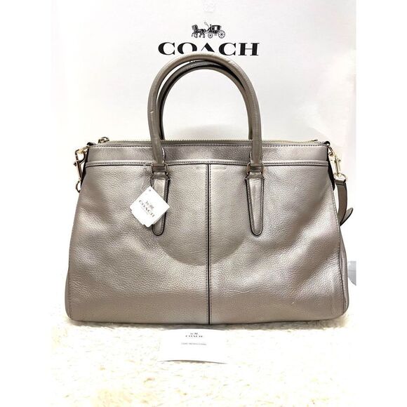 🆕🎃NWT! Coach Morgan Peeble Leather Satchel Handbag Metallic Msrp:$450.00 - Picture 2 of 7